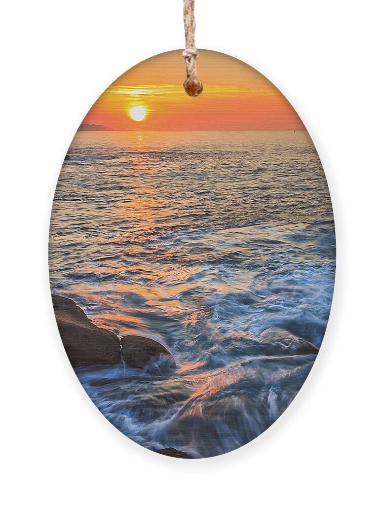 Sunset Ornament featuring the photograph Gleaming Fire at Coitelada Galicia Spain by Pablo Avanzini