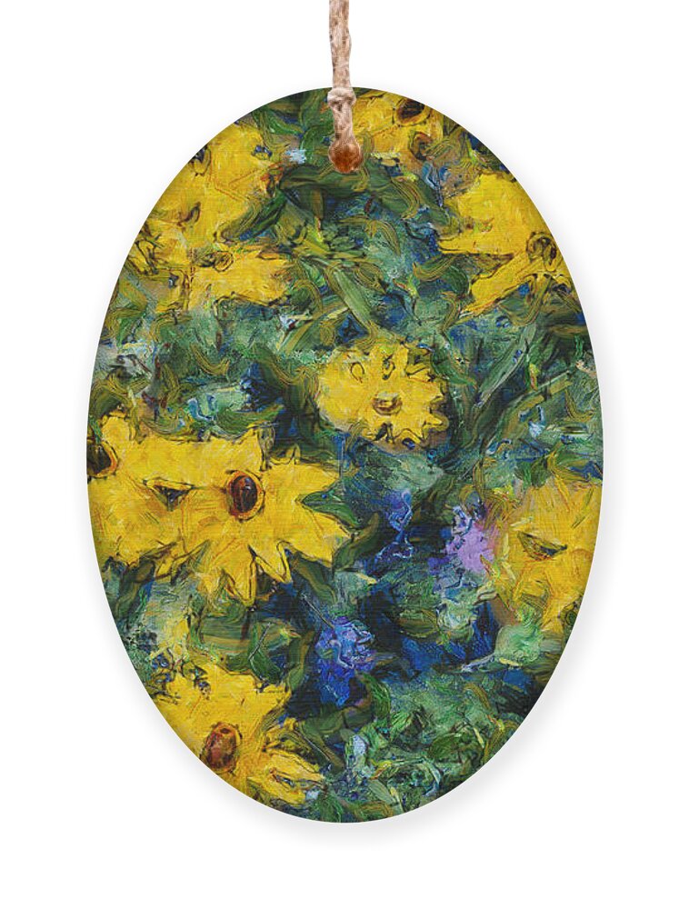 Yellow Ornament featuring the photograph Goghflowers by Nigel R Bell