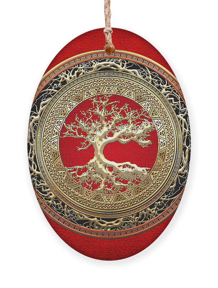 ‘celtic Treasures’ Collection By Serge Averbukh Ornament featuring the digital art Golden Celtic Tree of Life by Serge Averbukh