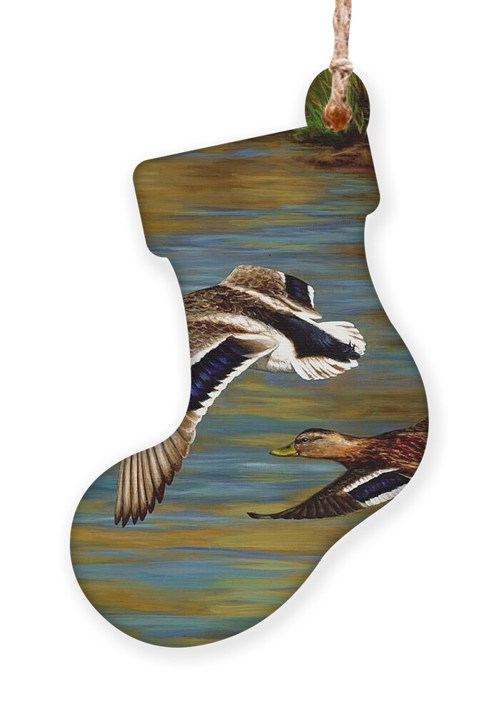 #faatoppicks Ornament featuring the painting Golden Pond by Crista Forest