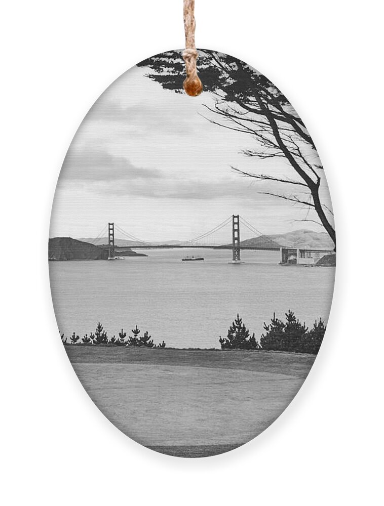 1930's Ornament featuring the photograph Golf With View Of Golden Gate by Ray Hassman