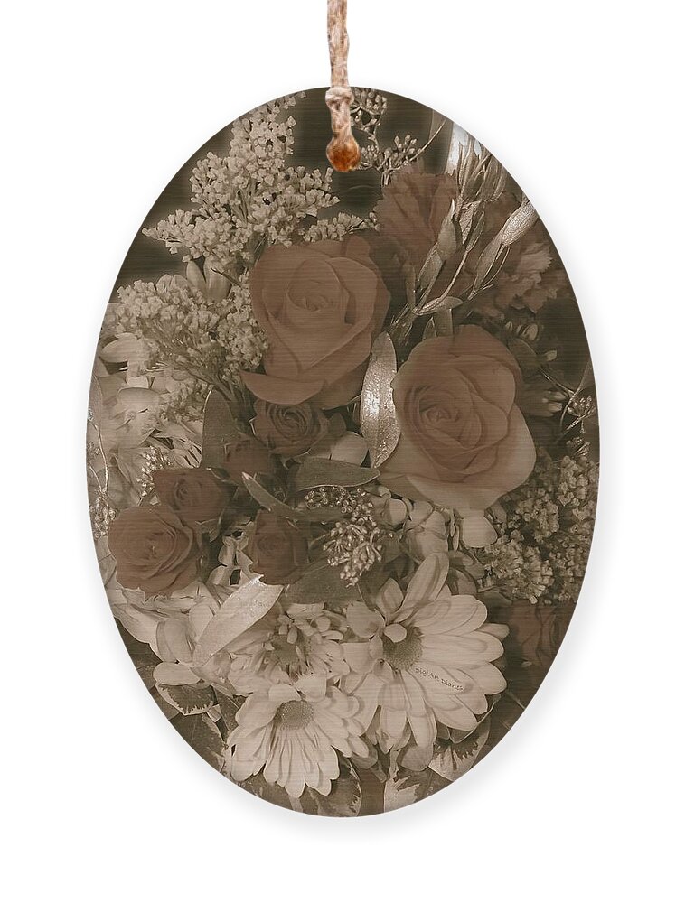 Bouquet Ornament featuring the photograph Grandmas Bridal Bouquet by DigiArt Diaries by Vicky B Fuller