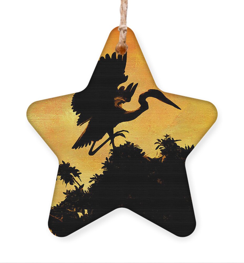 Heron Ornament featuring the digital art Great Blue Silhouette by Jayne Carney