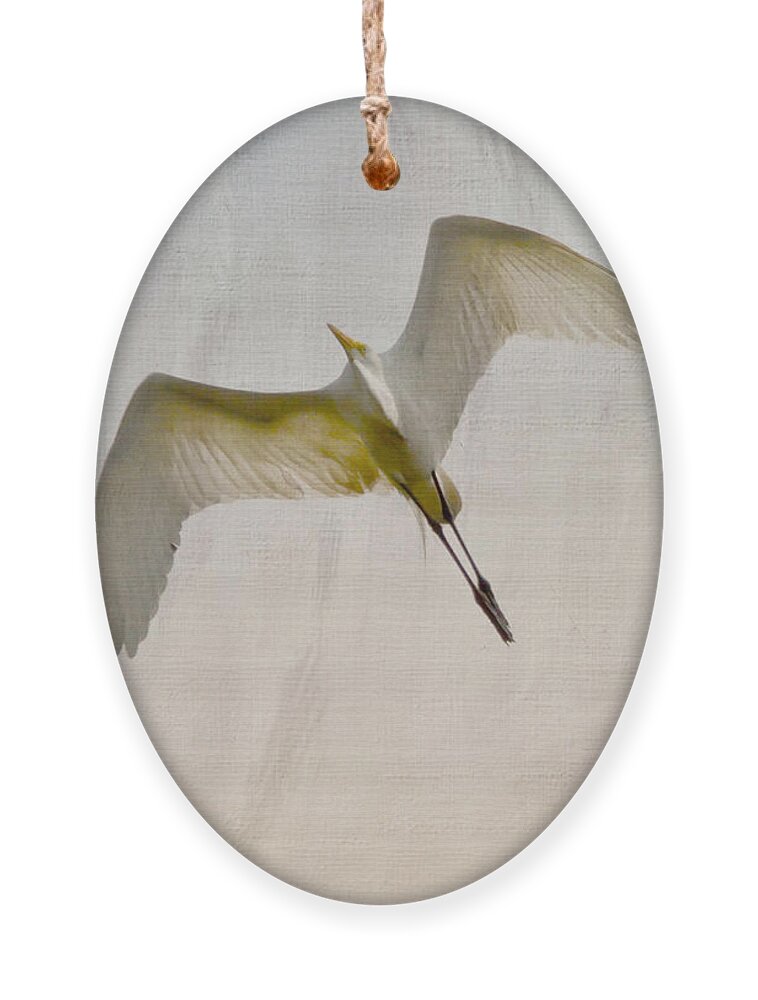Egret Ornament featuring the photograph Great Egret Sky Ballet by Kerri Farley