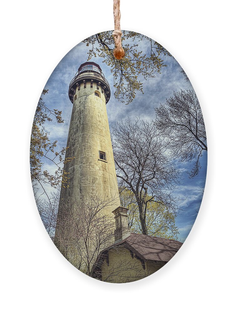Lighthouse Ornament featuring the photograph Grosse Point Lighthouse Color by Scott Norris