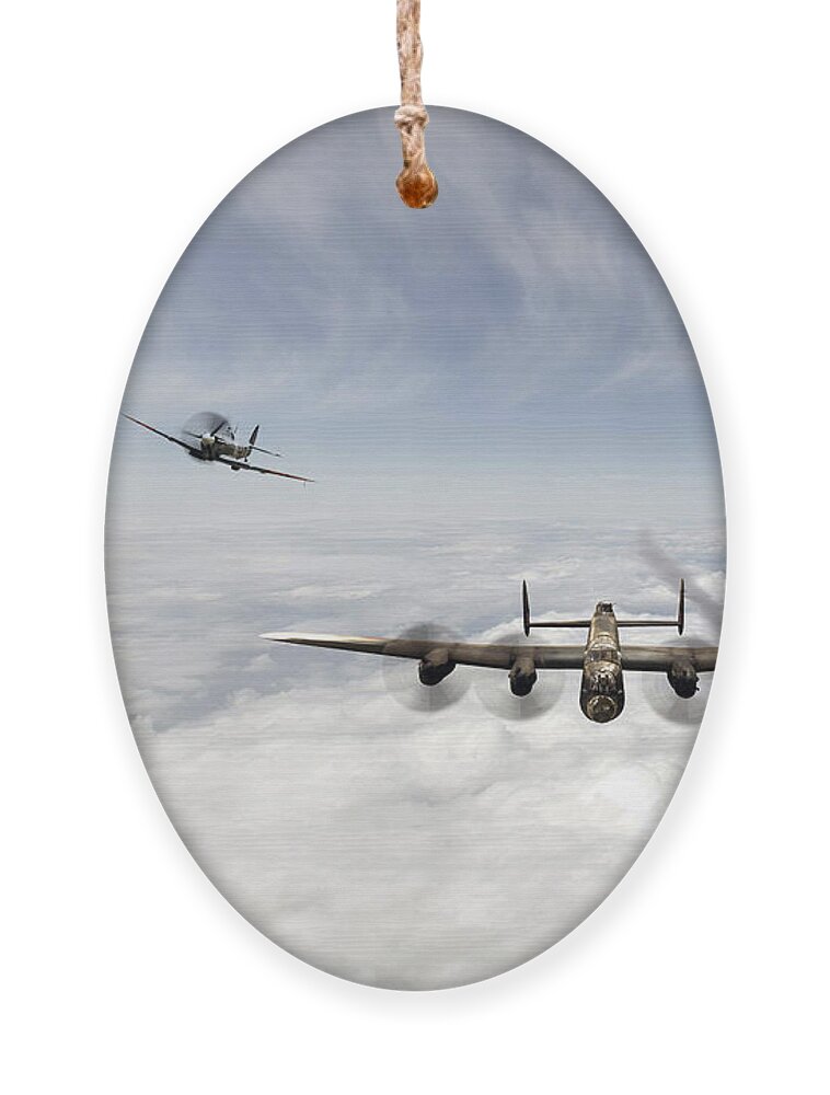 Avro Lancaster Bomber Ornament featuring the digital art Guiding Home by Airpower Art