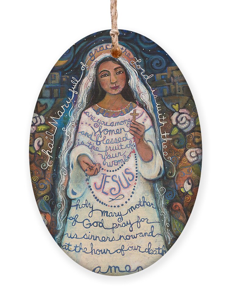Jen Norton Ornament featuring the painting Hail Mary by Jen Norton