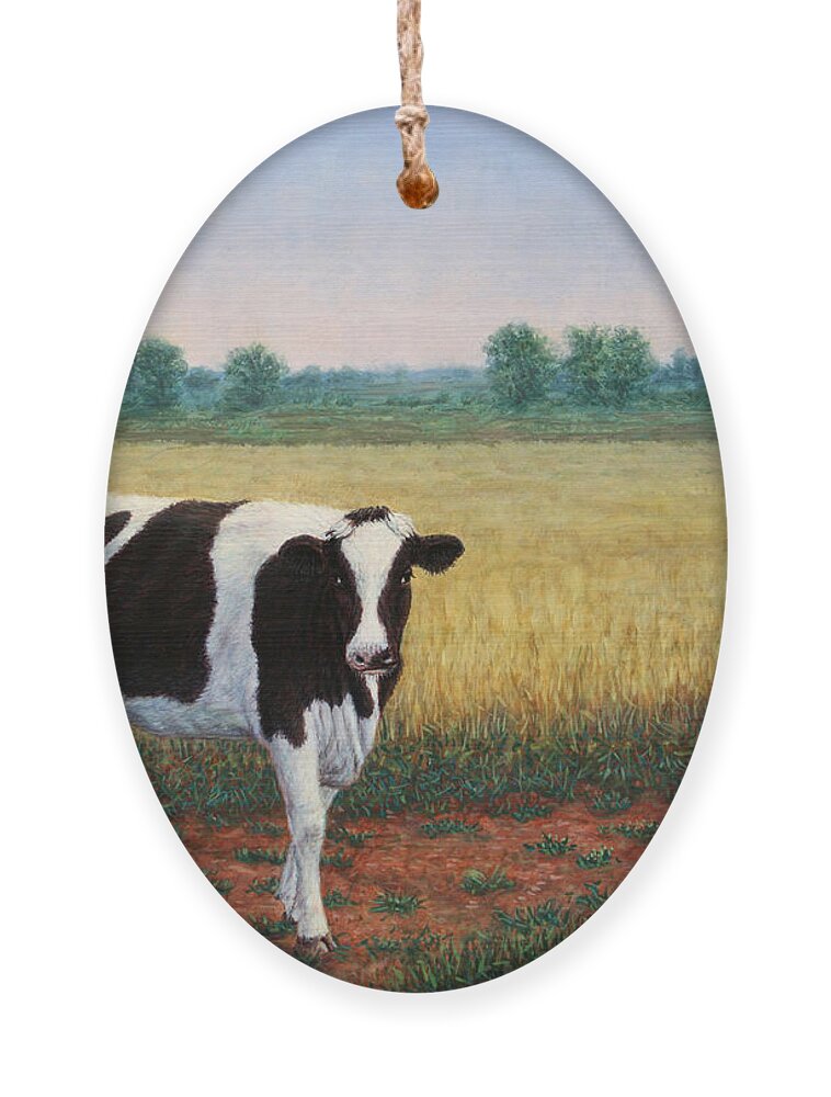 Happy Ornament featuring the painting Happy Holstein by James W Johnson