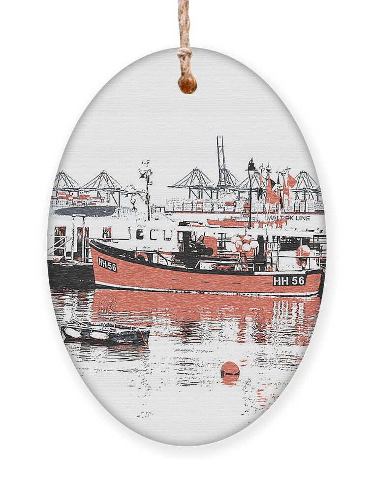 Richard Reeve Ornament featuring the photograph Harwich - Fishing Boat by Richard Reeve