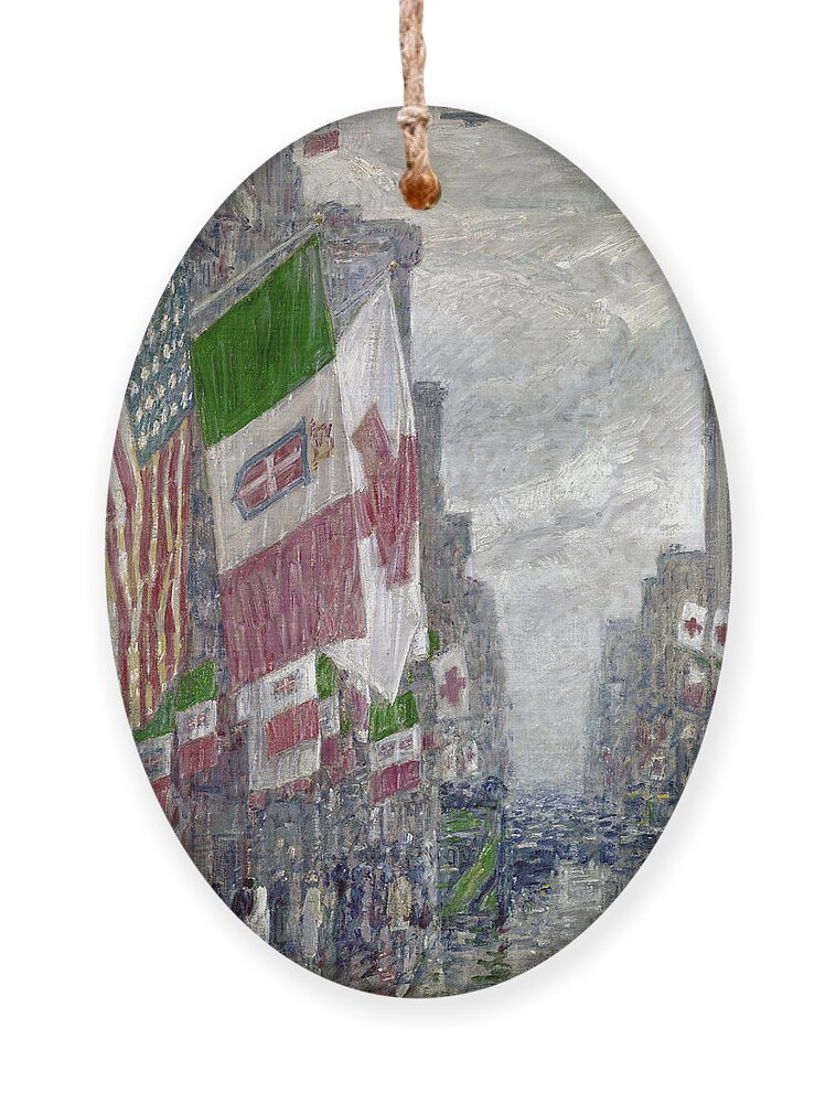 1918 Ornament featuring the photograph Hassam: Italian Day, 1918 by Granger
