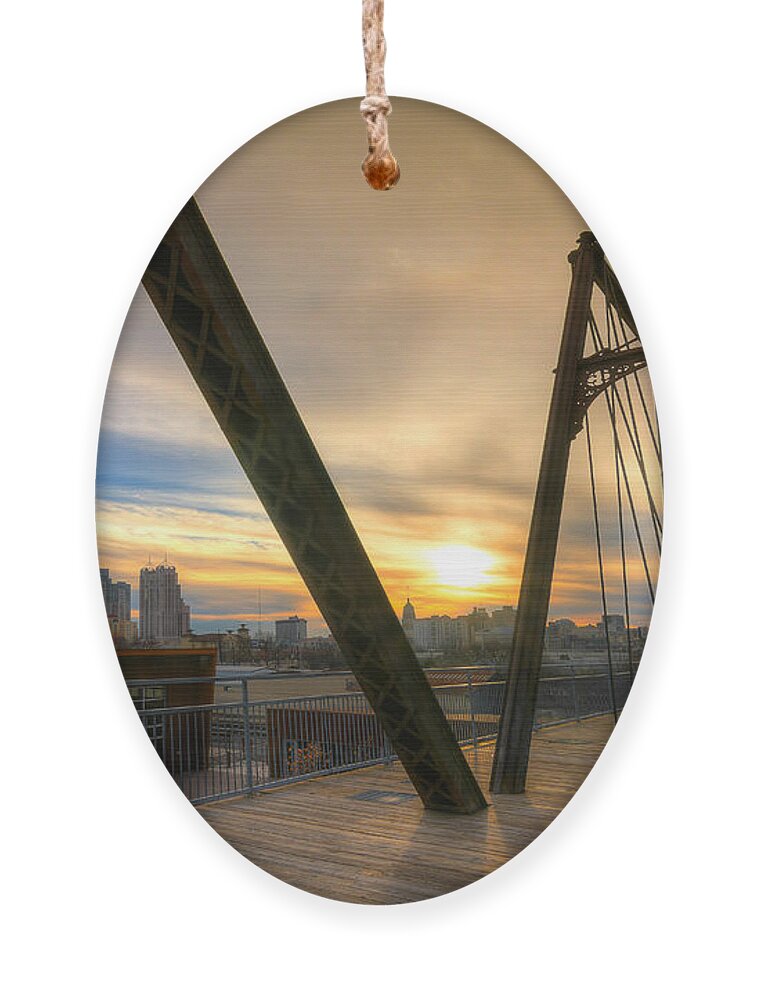 Hays Street Bridge Ornament featuring the photograph Hays Street Bridge at Sunset by Tim Stanley