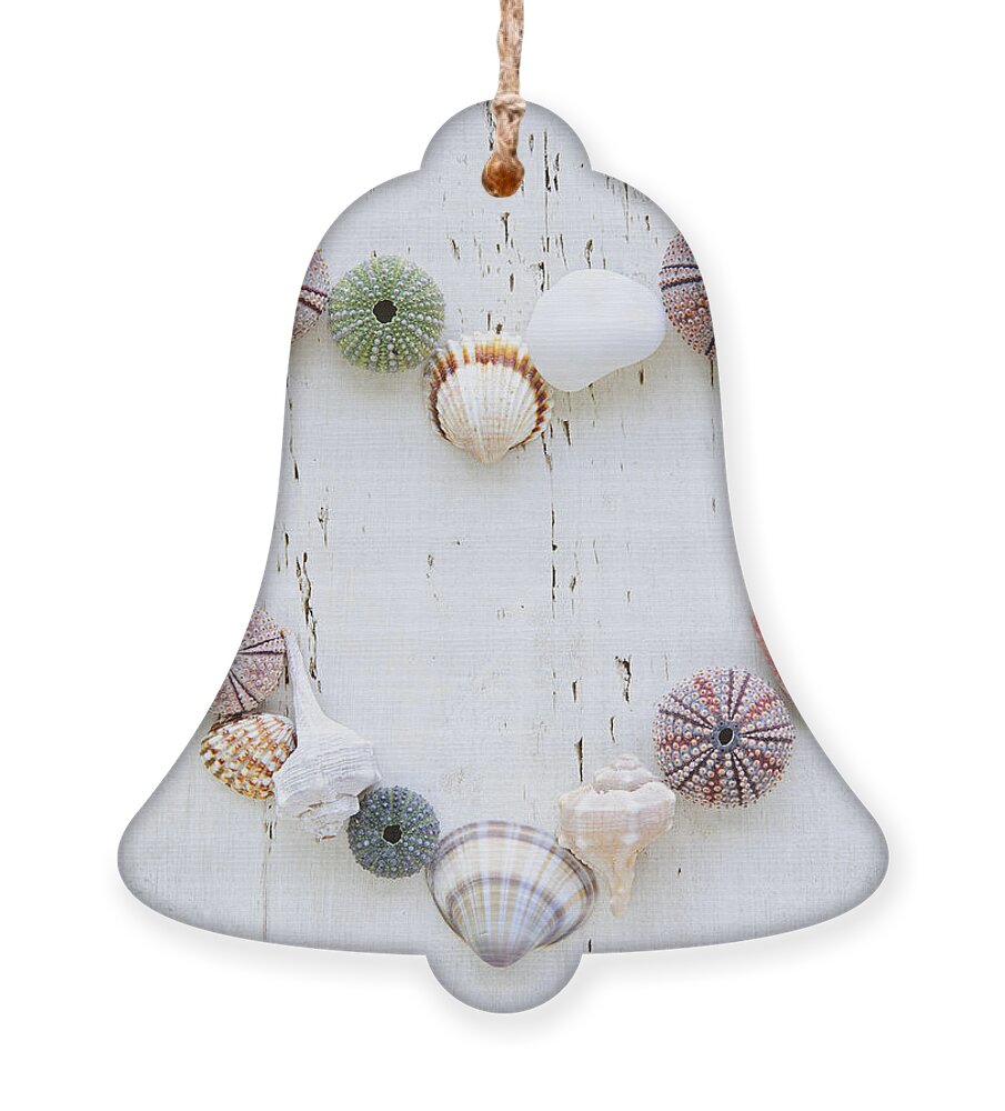Heart Ornament featuring the photograph Heart of seashells and rocks by Elena Elisseeva
