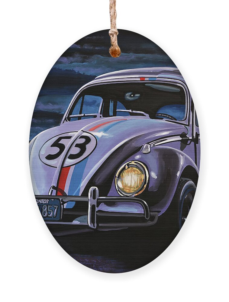 Herbie Ornament featuring the painting Herbie The Love Bug Painting by Paul Meijering