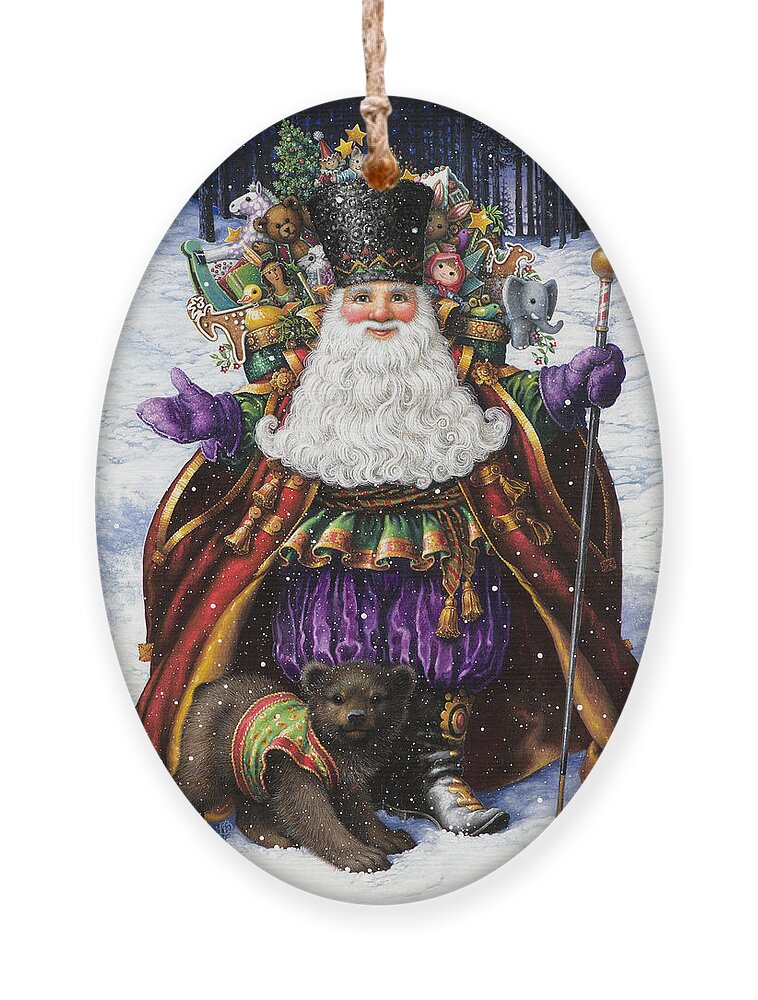 Santa Claus Ornament featuring the painting Holiday Riches by Lynn Bywaters