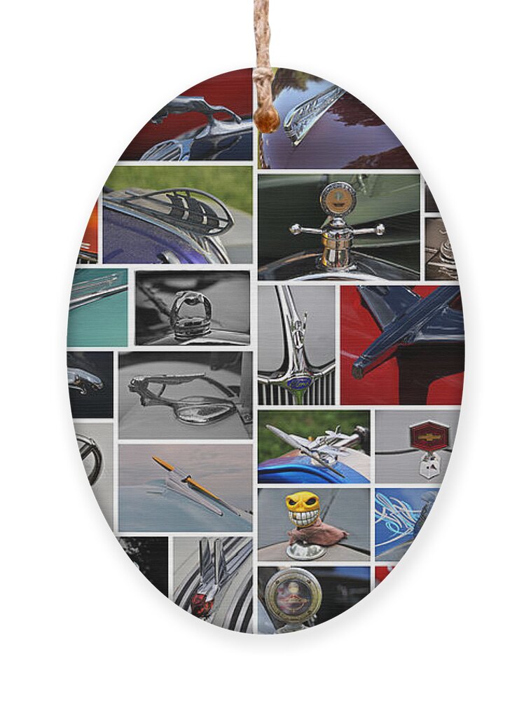Cars Ornament featuring the photograph Hood Ornament Collage by Mike Martin