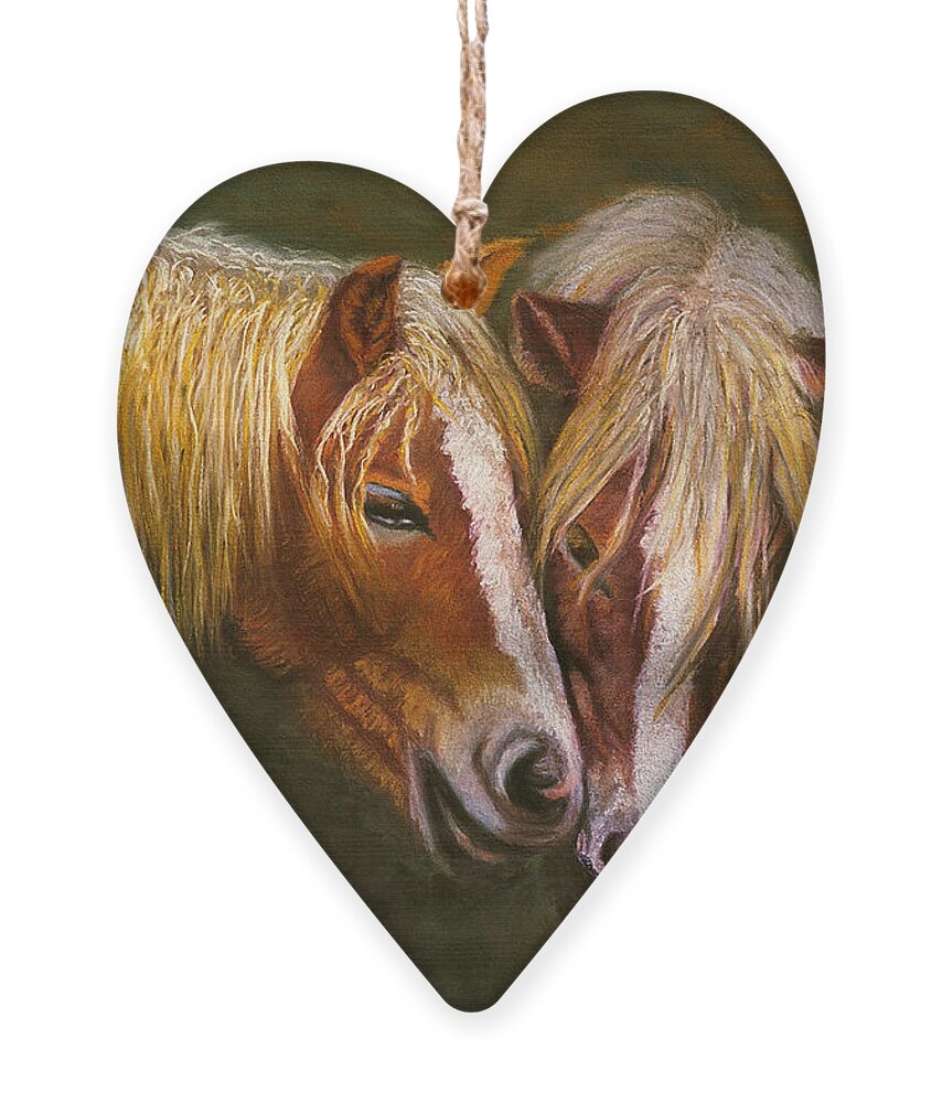 Horses Ornament featuring the painting Horses In Love Art Print by William Cain