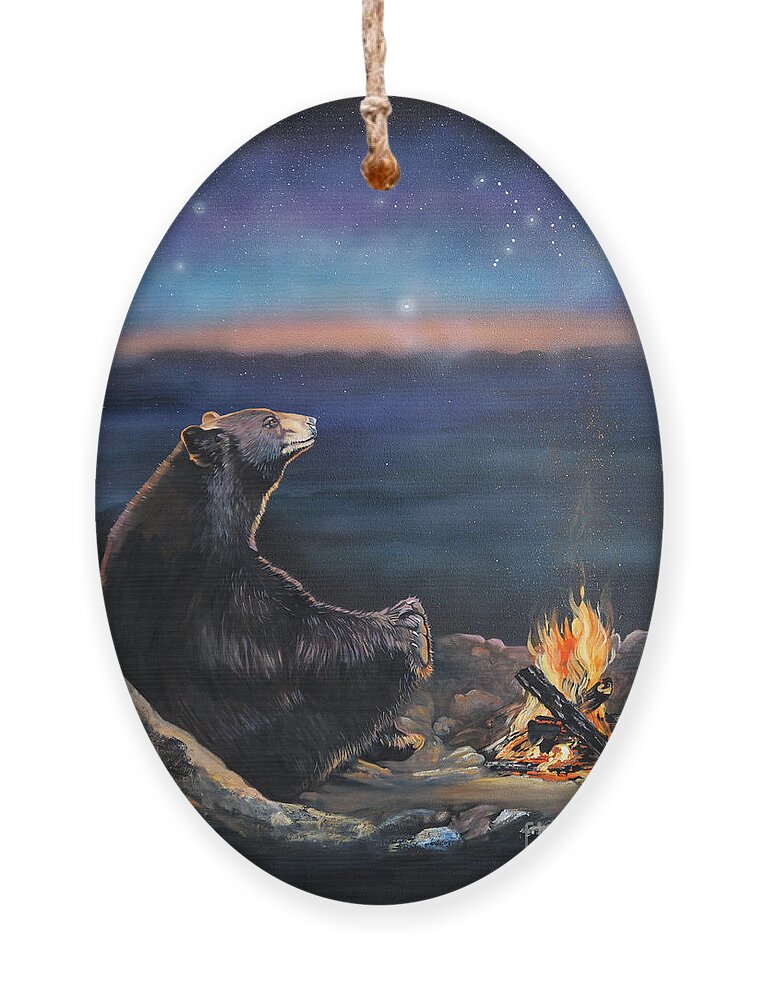 Spiritual Ornament featuring the painting How Grandfather Bear created the Stars by J W Baker