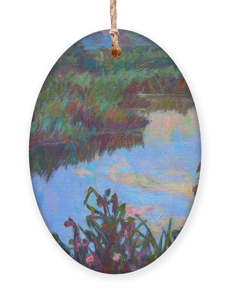 Landscape Ornament featuring the painting Huckleberry Line Trail Rain Pond by Kendall Kessler