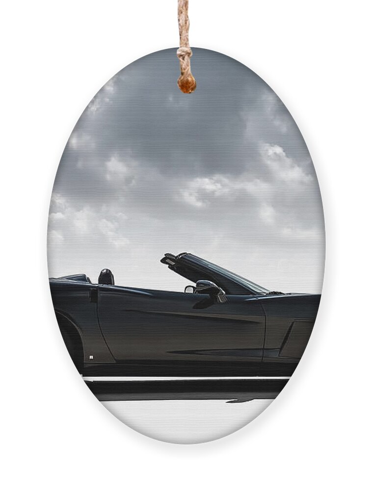 Corvette Ornament featuring the digital art I Take Mine Black by Douglas Pittman
