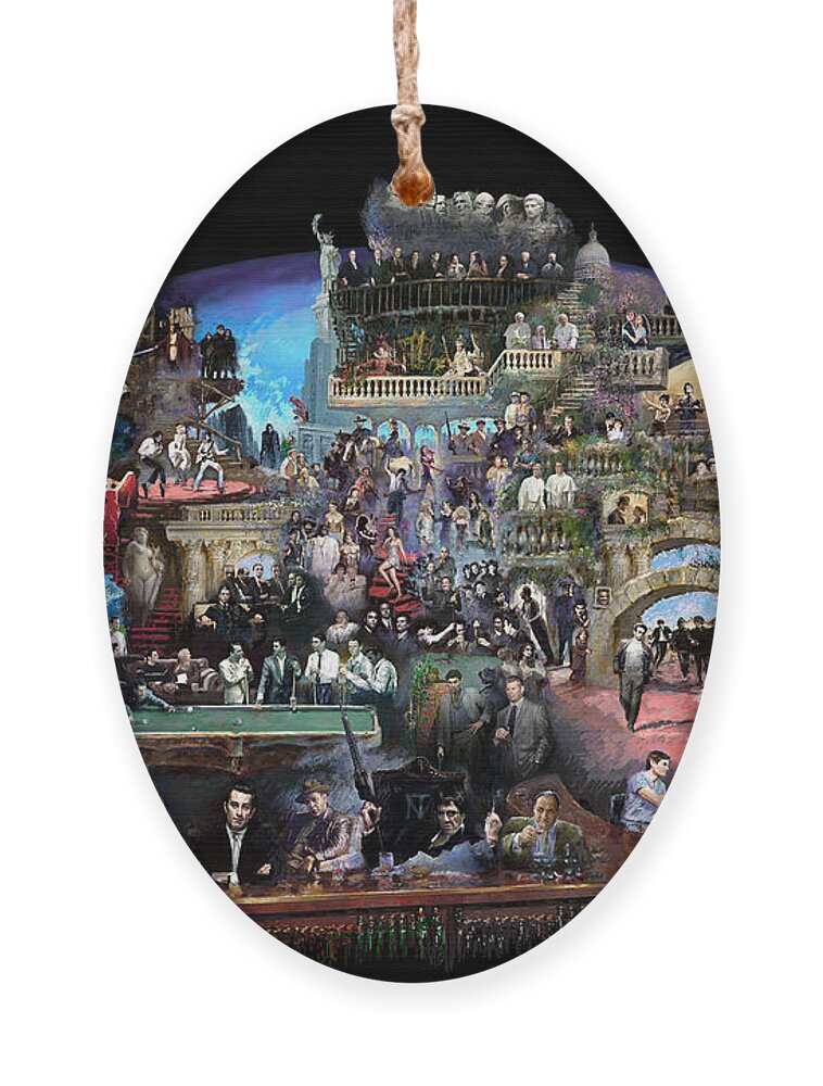 Icones Of History And Entertainment Ornament featuring the mixed media Icons Of History And Entertainment by Ylli Haruni