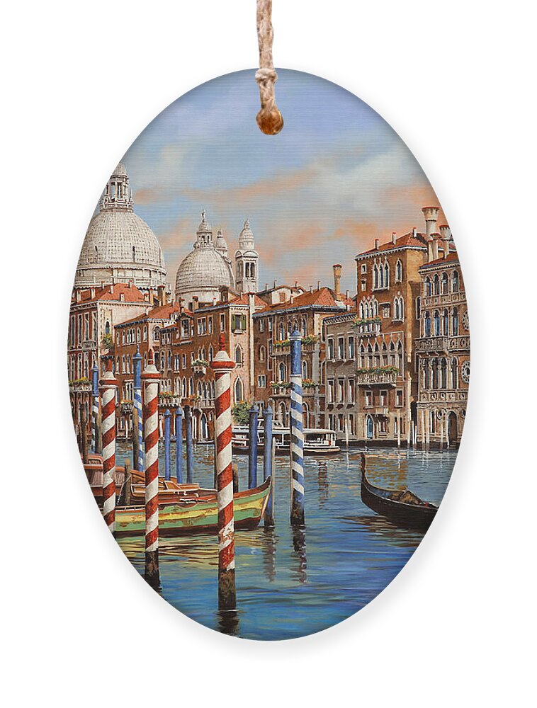 Venice Ornament featuring the painting il Canal Grande e il gondoliere by Guido Borelli