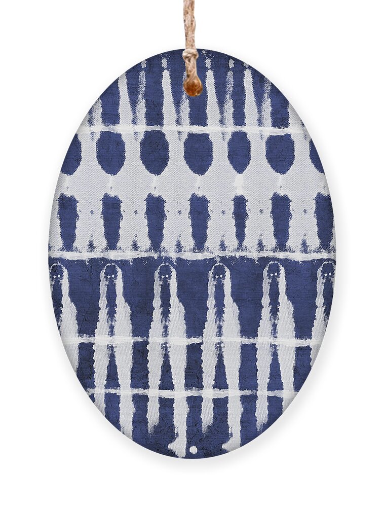 Blue Ornament featuring the painting Indigo and White Shibori Design by Linda Woods
