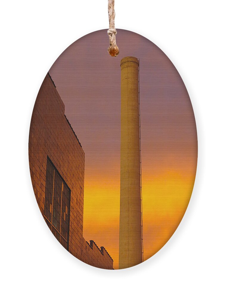 Sunrise Ornament featuring the photograph Industrial Strength Sunrise by Tony Hake