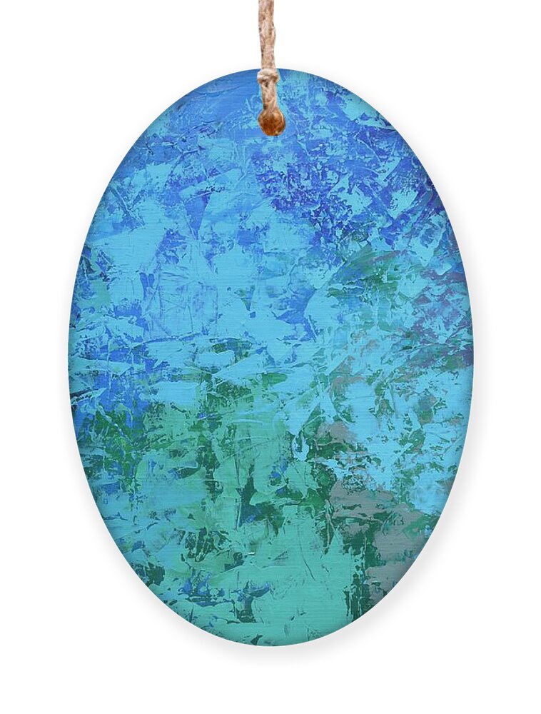 Abstract Ornament featuring the painting Into the Deep Blue Sea by Linda Bailey