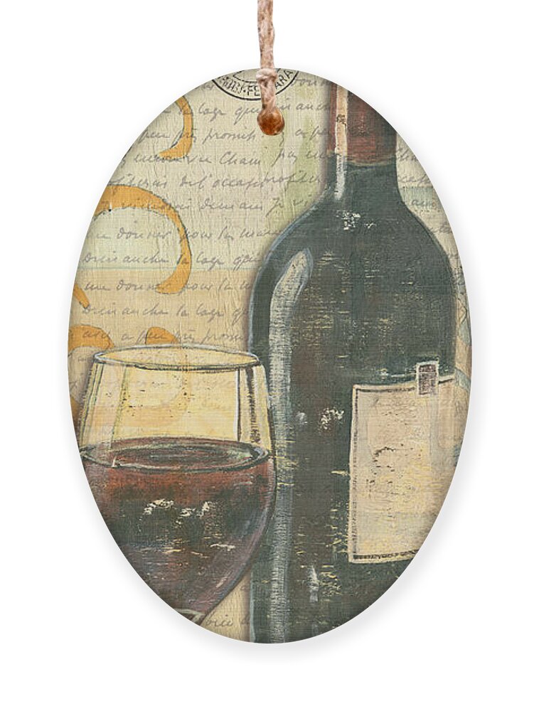 Wine Ornament featuring the painting Italian Wine and Grapes by Debbie DeWitt