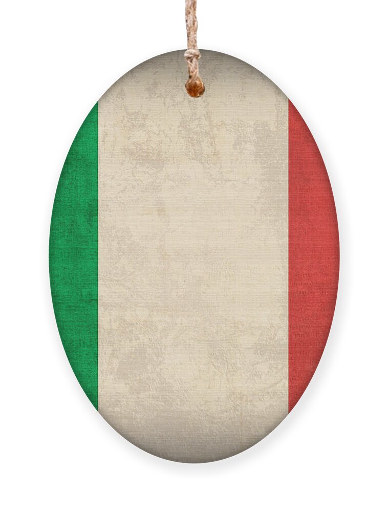 Italy Flag Vintage Distressed Finish Rome Italian Europe Venice Ornament featuring the mixed media Italy Flag Vintage Distressed Finish by Design Turnpike
