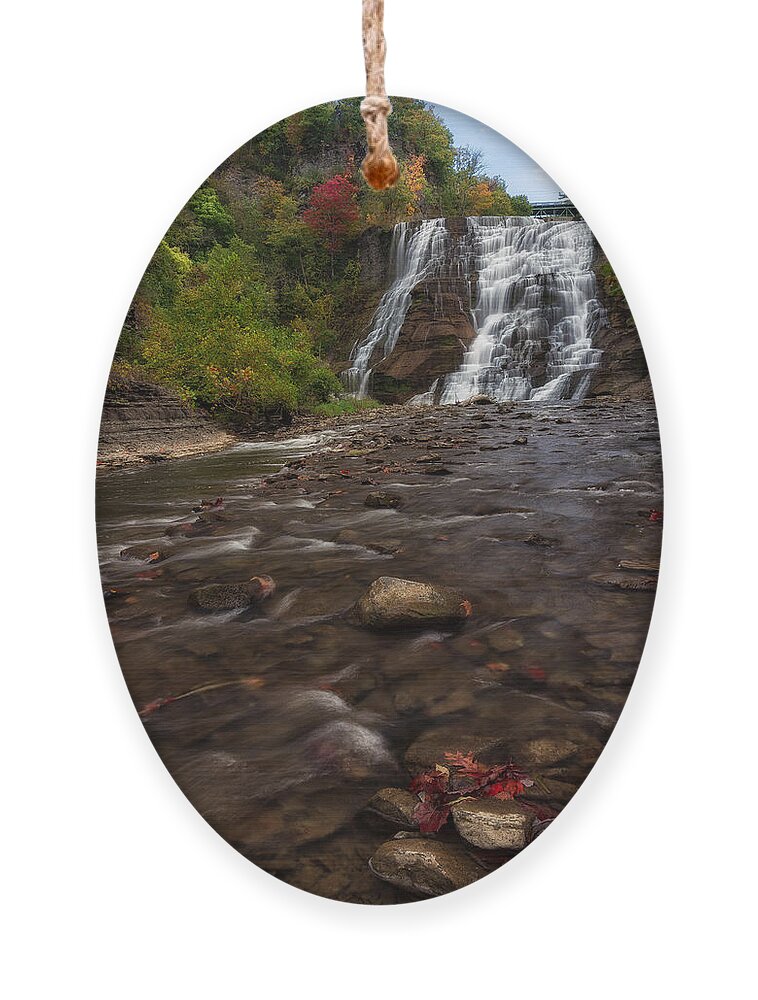 Ithaca Falls Ornament featuring the photograph Ithaca Falls 2 by Mark Papke