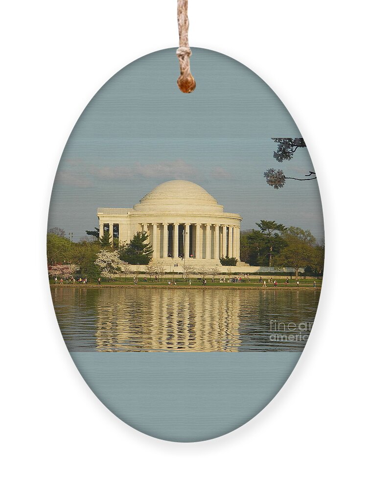 Jefferson Memorial At Sunset Ornament featuring the photograph Jefferson Memorial At Sunset by Emmy Vickers