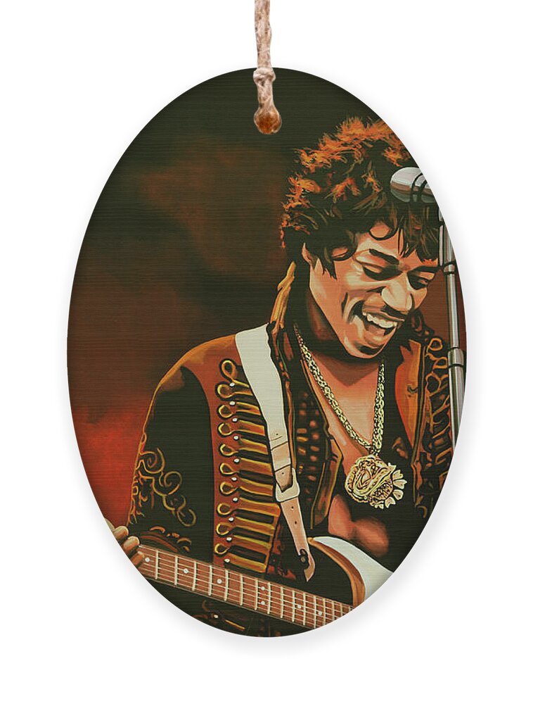 Jimi Hendrix Ornament featuring the painting Jimi Hendrix Painting by Paul Meijering