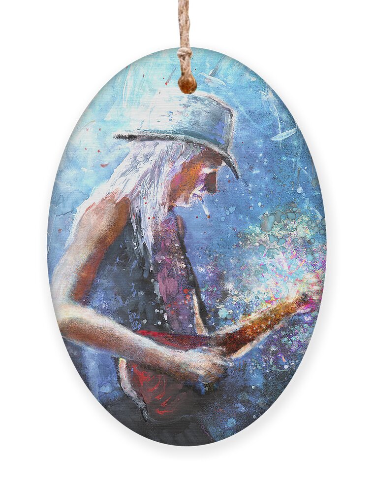 Music Ornament featuring the painting Johnny Winter by Miki De Goodaboom