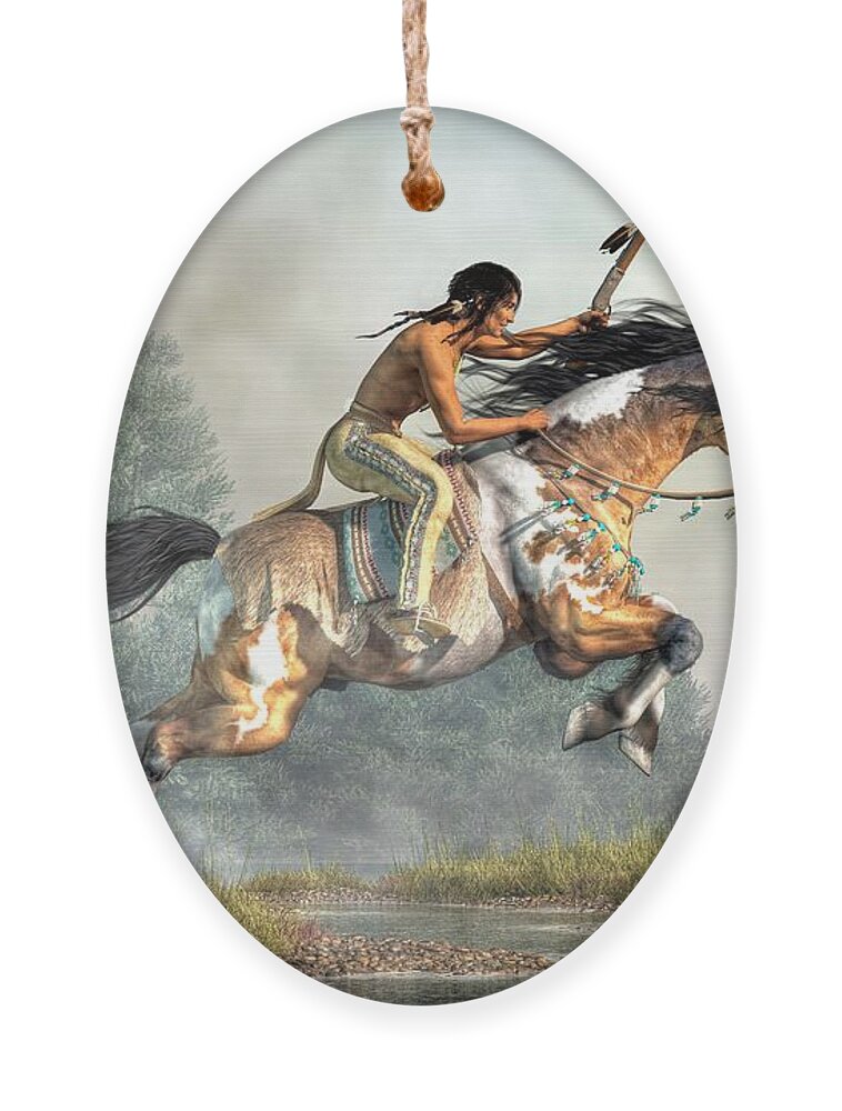 Jumping Horse Ornament featuring the digital art Jumping Horse by Daniel Eskridge