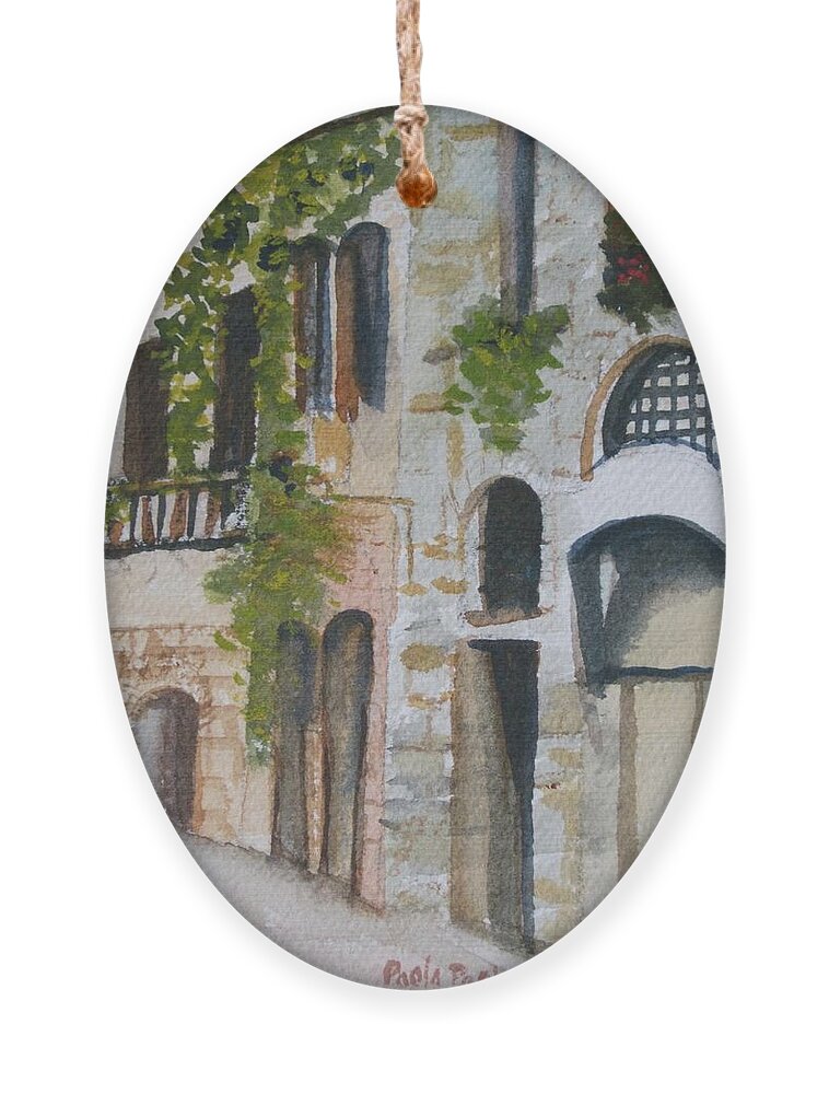 In Italy Ornament featuring the painting Just A Street by Paula Pagliughi