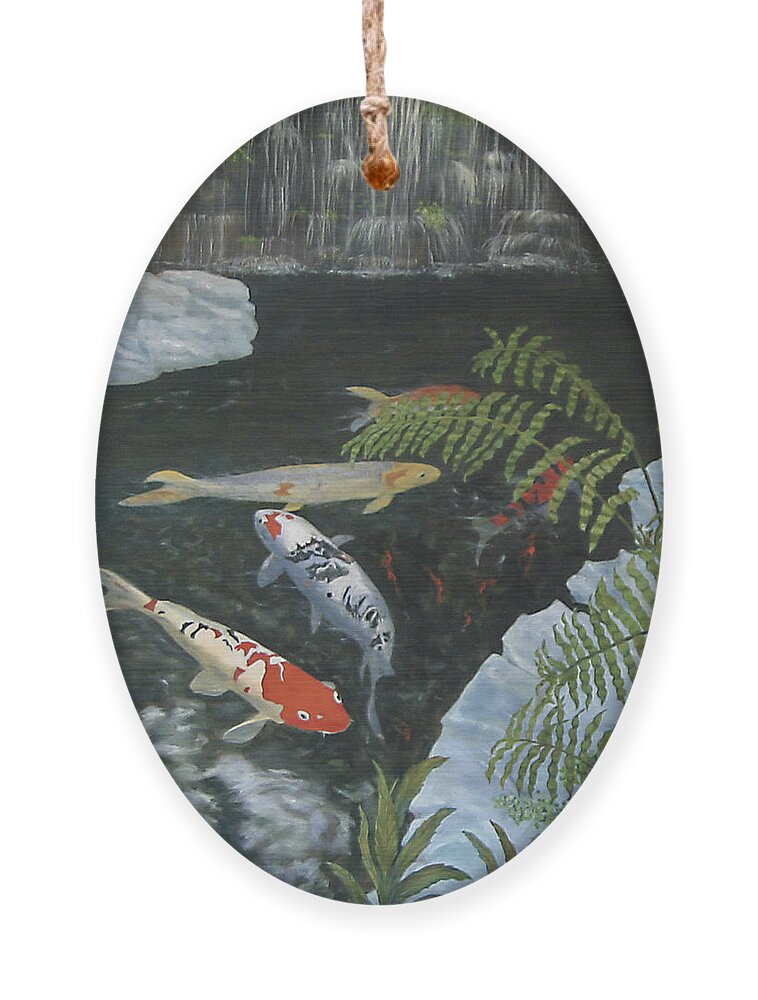 Karen Zuk Rosenblatt Art And Photography Ornament featuring the painting Koi fish by Karen Zuk Rosenblatt