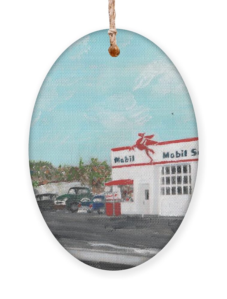 Gas Stations Ornament featuring the painting Koki's Garage by Cliff Wilson