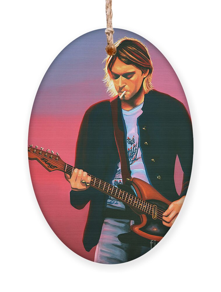 Kurt Cobain Ornament featuring the painting Kurt Cobain in Nirvana Painting by Paul Meijering