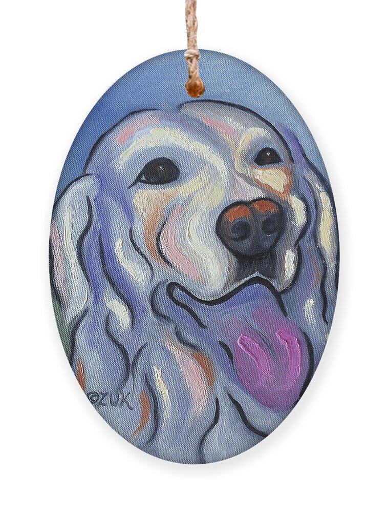 Painterly Dog Face Ornament featuring the painting Labrador Retriever by Karen Zuk Rosenblatt