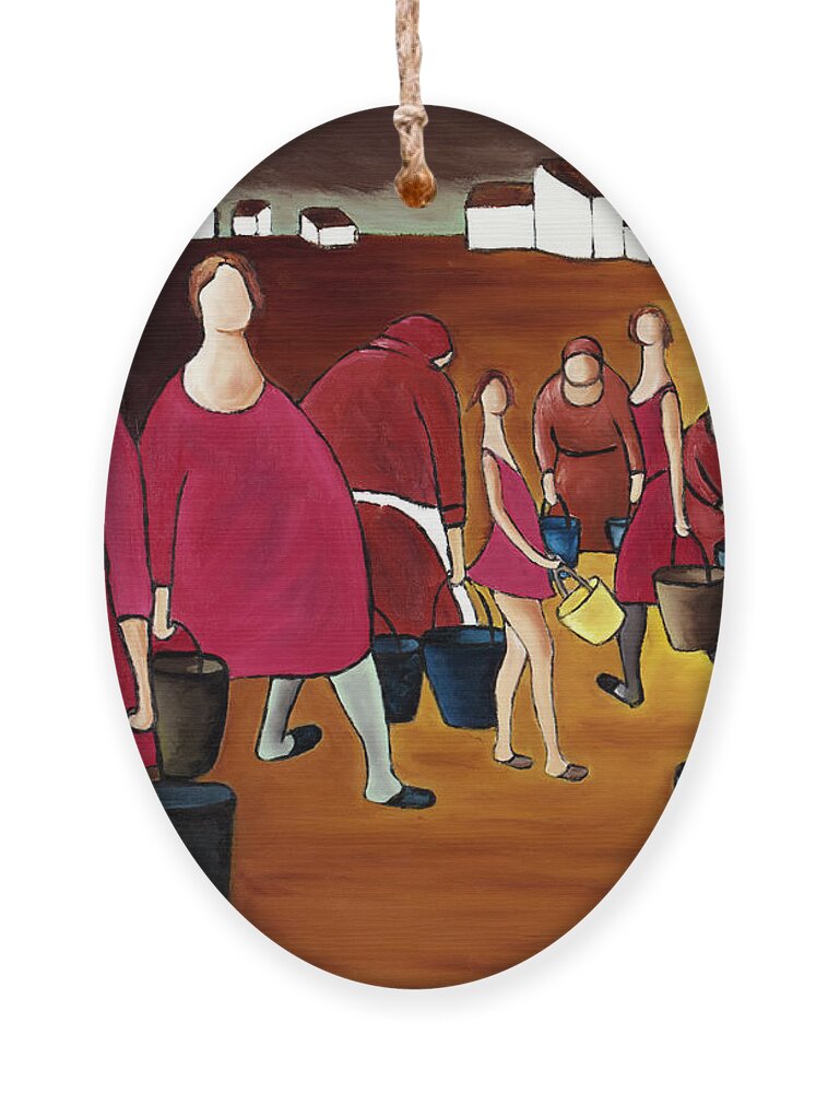 Group Of Women Ornament featuring the painting Ladies In Red by William Cain