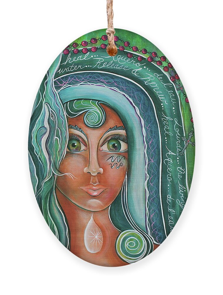 Lady Of Lourdes Painting Ornament featuring the painting Lady Of Lourdes Madonna by Deborha Kerr