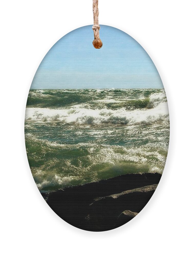 Lakes Ornament featuring the photograph Lake Michigan in an Angry Mood by Michelle Calkins