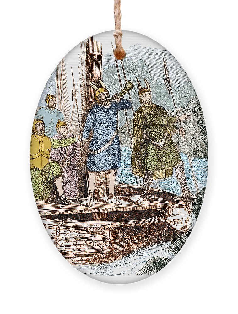 Exploration Ornament featuring the photograph Landing Of The Vikings In The Americas by Science Source