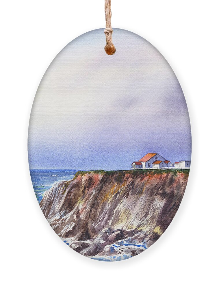 Lighthouse Ornament featuring the painting Lighthouse Point Arena California by Irina Sztukowski