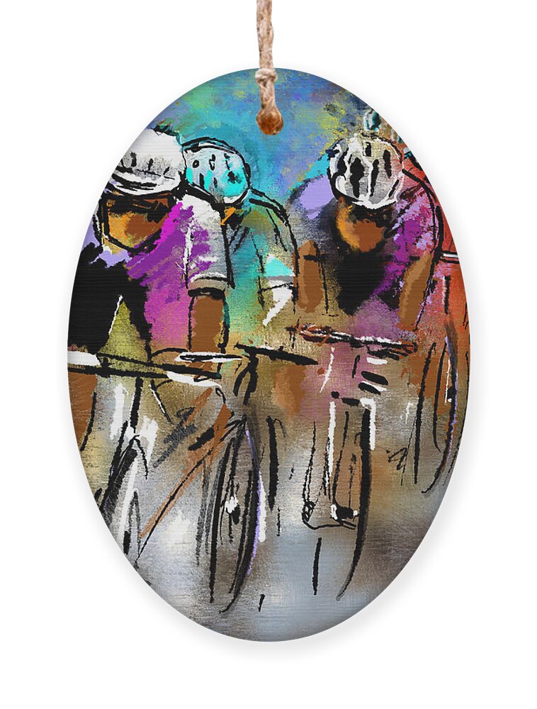 Sports Ornament featuring the painting Le Tour de France 03 by Miki De Goodaboom