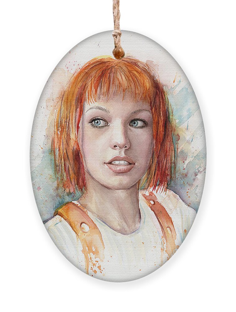 The Fifth Element Ornament featuring the painting Leeloo by Olga Shvartsur