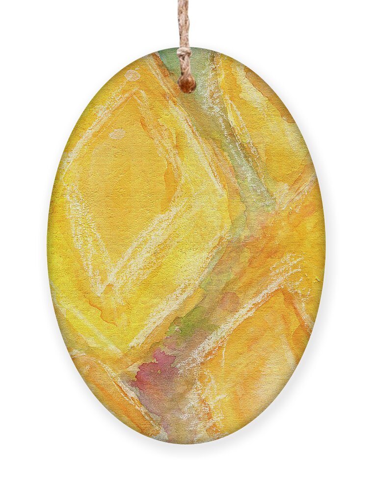 Abstract Painting Ornament featuring the painting Lemon Drops by Linda Woods