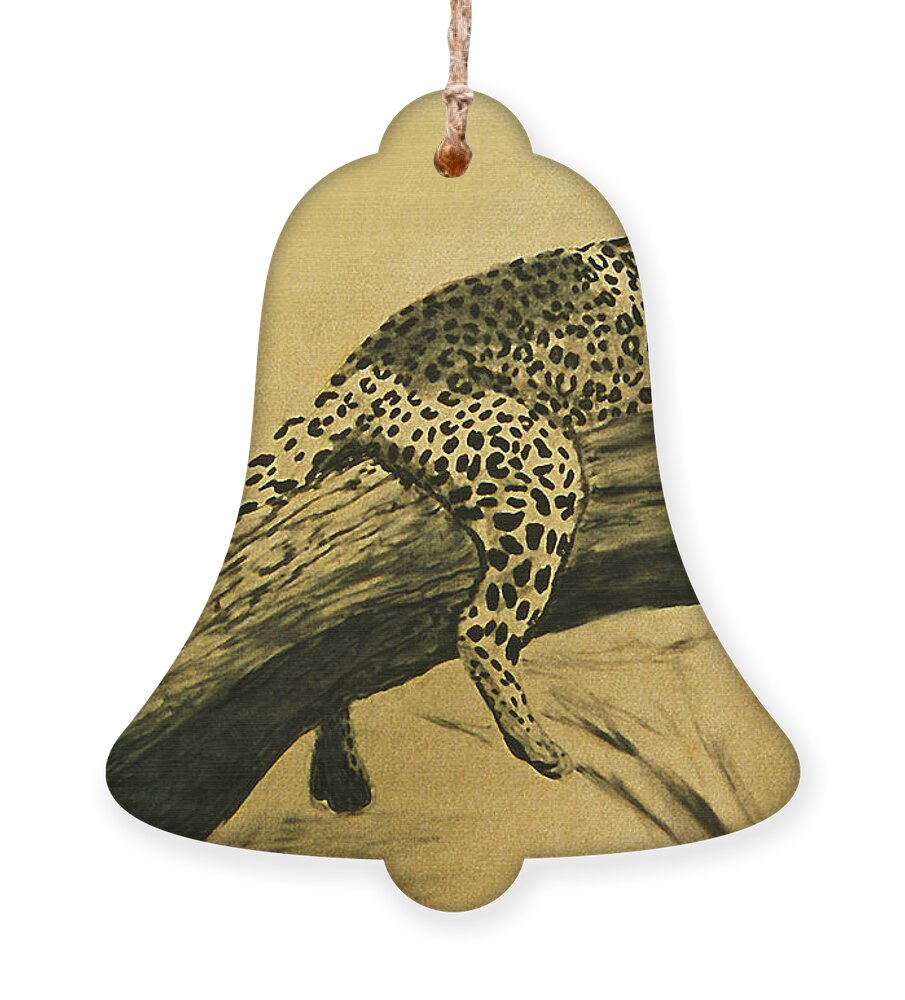 Africa.leopard Ornament featuring the painting Leopard in Tree Art Print by William Cain