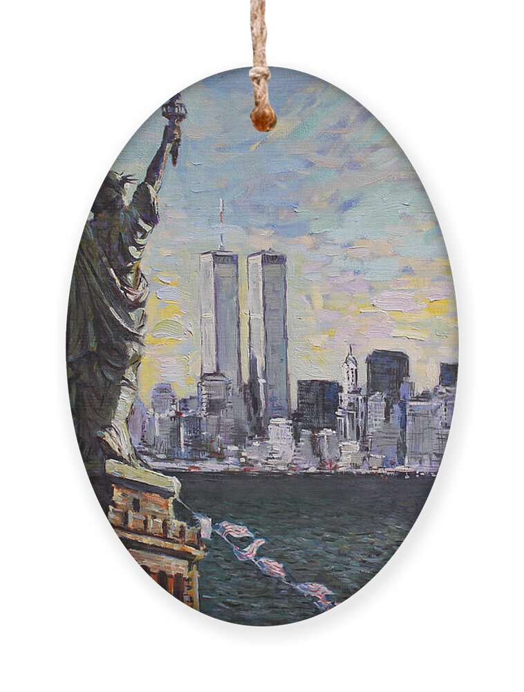 New York City Ornament featuring the painting Liberty by Ylli Haruni